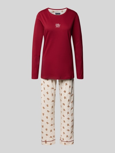 Happy Shorts Pyjama met ronde hals, model 'XMAS' Bordeaux - 1