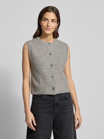 Oui Mouwloos vest met ronde hals en knoopsluiting Middengrijs - 4