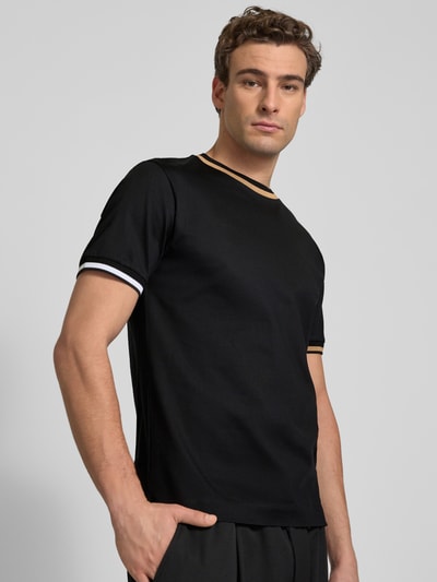 BOSS T-Shirt mit gerippten Abschlüssen Modell 'Thompson' Black 3