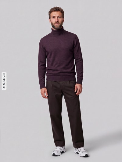 Jake*s Studio Men Regular Fit Rollkragenpullover aus reiner Wolle Modell 'MIKO' Bordeaux 1