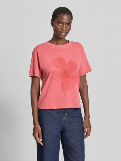 Jake*s Casual T-Shirt mit Motiv-Print und Rundhalsausschnitt Koralle 4