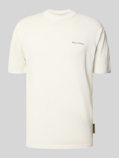 Produktfoto, Regular Fit T-Shirt aus reiner Baumwolle Marc O'Polo × DFB Travel Collection von Marc O'Polo, Optik: Unifarben in Weiß, Label-Stitching-Applikation, Label-Patch, Rundhals-Ausschnitt, Ärmelform: Kurzarm, Materialverarbeitung: Strick, reine Baumwolle