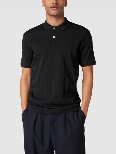 Marc O'Polo Poloshirt in Ripp-Optik Modell 'drop needle rib' Black 4