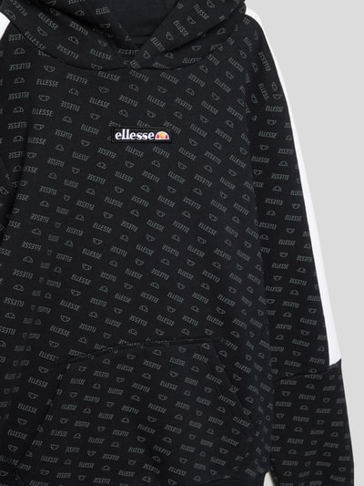 Ellesse Hoodie met all-over logo, model 'Sen' Zwart - 2