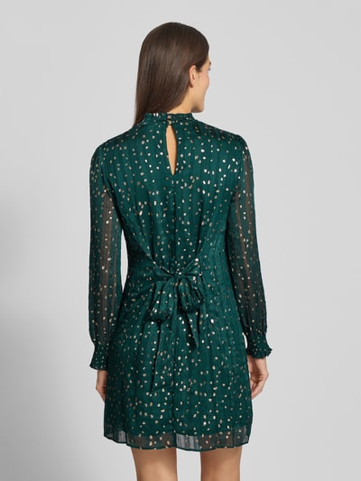 Apricot Minikleid mit Stehkragen und rückseitigem Knopfverschluss Dunkelgruen 5