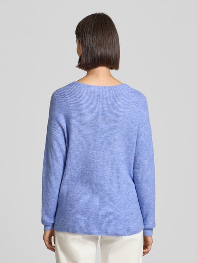 VERO MODA Regular fit gebreide pullover met V-hals, model 'CREWLEFILE' Oceaanblauw - 5