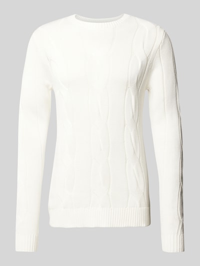 Lindbergh Gebreide pullover met kabelpatroon Offwhite - 1