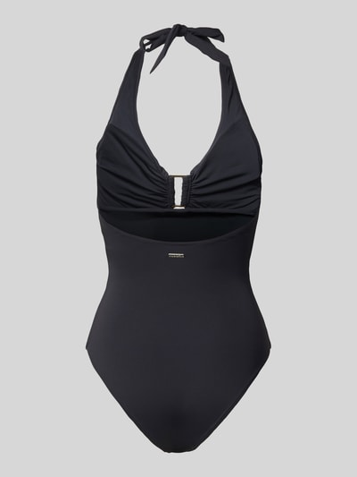 Produktfoto, Neckholder-Badeanzug Modell 'MONOCHROME BEACH' von JOOP! Collection in Schwarz, körpernahe Passform, glatte Textur.