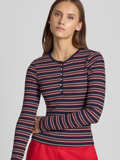 REVIEW Bluzka z długim rękawem z kołnierzem henley Ciemnoniebieski 3