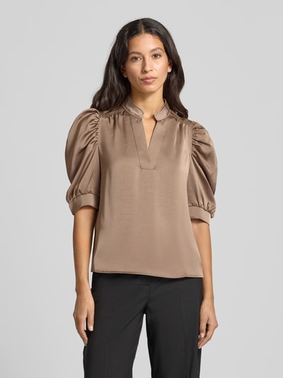 Neo Noir Regular Fit Blusenshirt mit Puffärmeln Modell 'Roella' Hellbraun 4