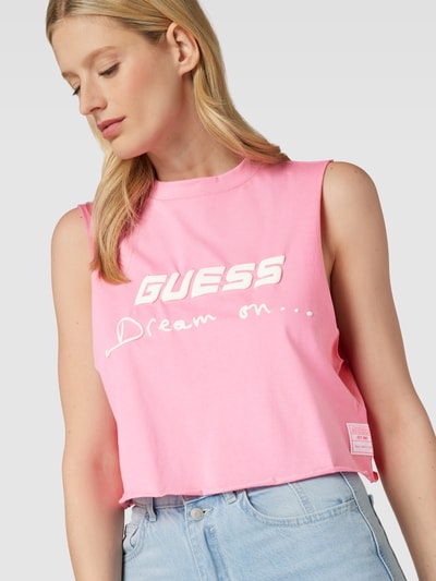 Guess Top z detalami logo model ‘DALYA’ Mocnoróżowy 3