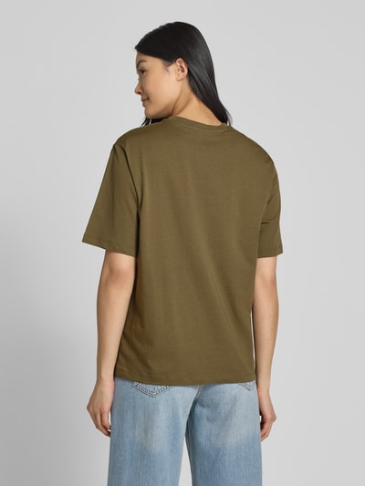 Selected Femme T-shirt o kroju oversized z nadrukiem z logo model ‘VILJA’ Oliwkowy 5
