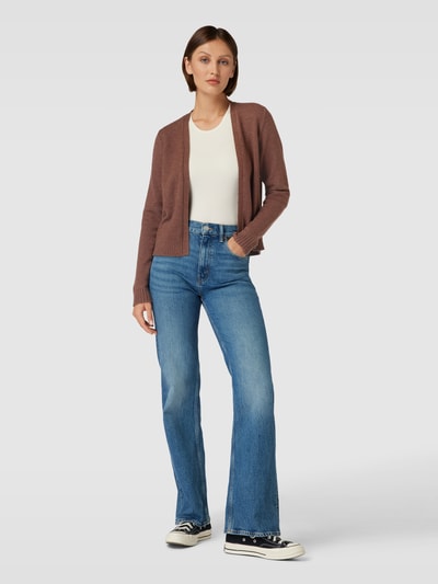 VILA Cardigan aus Viskose-Mix mit gerippten Abschlüssen Modell 'RIL' Mittelbraun 1