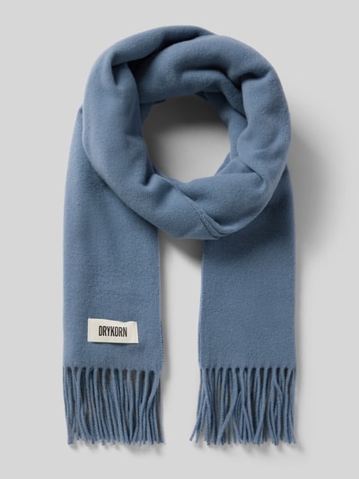 Drykorn Sjaal van een mix van wol en lanawol met franjes, model 'GAZE' Lichtblauw - 1