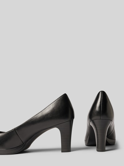 Produktfoto, zwarte pumps in leerlook met halfronde neus en middelhoge hak, Pumps in Leder-Optik van Tamaris, Dames