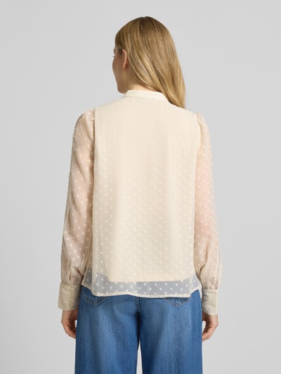 Vero Moda Regular fit chiffon blouse met dobbystructuur, model 'LEAH ANNIKA' Ecru - 5