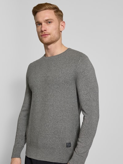 s.Oliver RED LABEL Regular Fit Strickpullover aus reiner Baumwolle mit Strukturmix Anthrazit 3