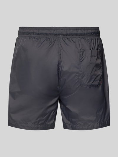 Produktfoto, Badeshorts mit Label-Print Modell 'HAITI' von HUGO, kolor jednolity, elastyczny pas, boczne kieszenie, kieszeń z tyłu, tekstura gładka