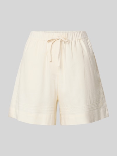 Produktfoto, Shorts aus Leinen-Viskose-Mix mit elastischem Bund von JAKE*S STUDIO WOMAN, cremefarben, sichtbare Stitchings, glatte Textur