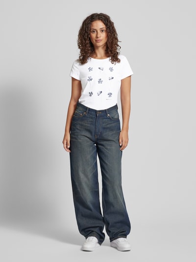 Tom Tailor Denim T-Shirt mit Motiv- und Label-Print Weiss 1