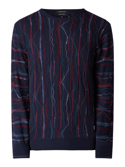 CARLO COLUCCI Pullover mit strukturiertem Muster Marine 2