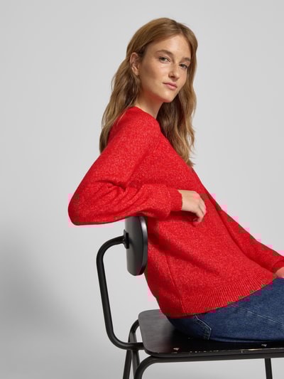 Pieces Regular fit coltrui met raglanmouwen, model 'JULIANA' Rood - 3