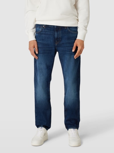 BOSS Orange Slim Fit Jeans mit Kontrastnähten Modell 'Re.Maine' Dunkelblau 4