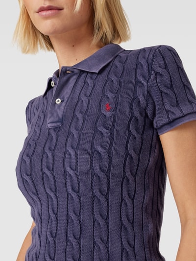 Polo Ralph Lauren Poloshirt mit Zopfmuster Modell 'POLO' Marine 3
