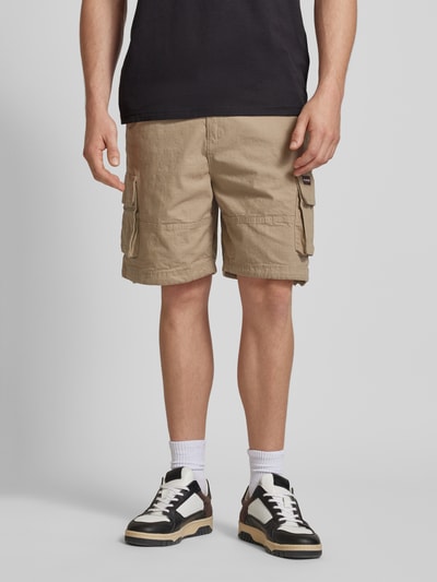 REVIEW Straight Leg Cargoshorts mit Label-Patch Beige 4