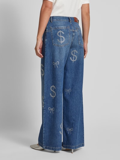 Stella Nova Wide Leg Jeans mit Strasssteinbesatz Blau 5