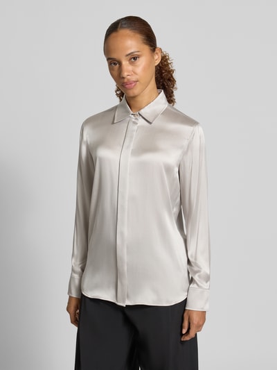 Max Mara Studio Regular fit blouse met lange mouwen van zijdemix model 'XERO' Zilver - 4