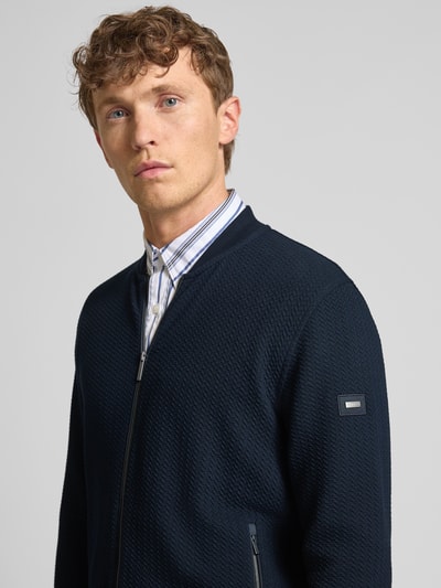 bugatti Regular fit sweatjack met structuurmotief Marineblauw - 3