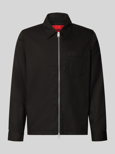 HUGO Regular Fit Bomberjacke / Blouson aus Lyocell-Baumwoll-Mix Modell 'Enasoz' Black 1
