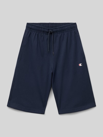 CHAMPION Szorty z dzianiny dresowej o kroju regular fit z nadrukiem z logo Granatowy 1
