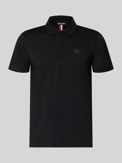 Produktfoto, Slim Fit Polo-Shirt mit Logo-Applikation von Antony Morato aus reiner Baumwolle in Schwarz, mit Polo-Kragen und glatter Textur