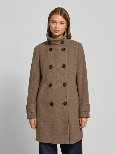 Gil Bret Regular Fit Mantel aus Woll-Mix mit Stehkragen Beige Melange 4