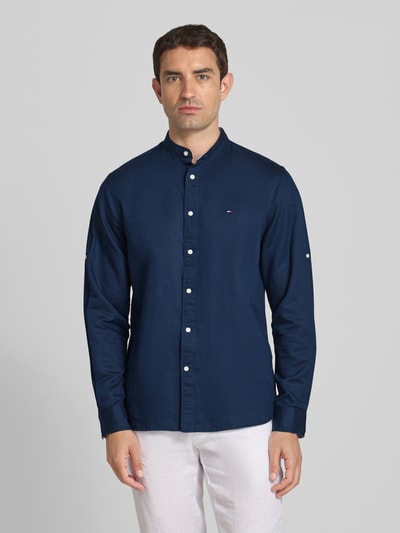 Tommy Hilfiger Regular fit vrijetijdsoverhemd van een mix van katoen en linnen Marineblauw - 4