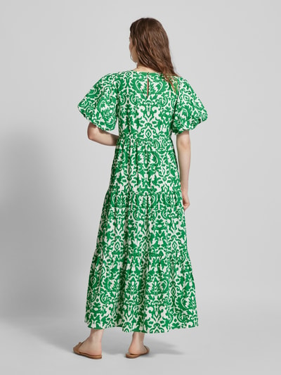 YAS Długa sukienka ze wzorem na całej powierzchni model ‘GREENA’ Zielony 5