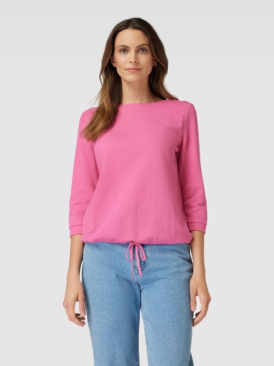 Tom Tailor Longsleeve in unifarbenem Design mit Tunnelzug Pink 4