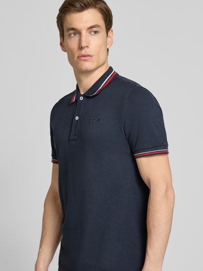 Geox Poloshirt mit Label-Stitching Modell 'Piquee' Marine 3