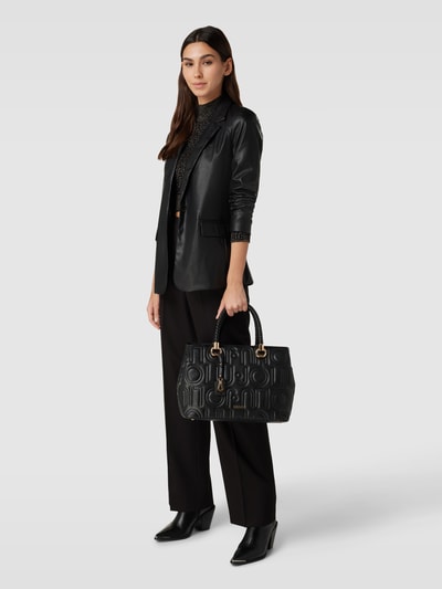 Liu Jo White Henkeltasche mit Allover-Label-Prägung Modell 'MANHATTEN' Black 1