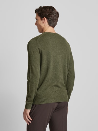 Christian Berg Men Gebreide pullover met ronde hals Olijfgroen gemêleerd - 5