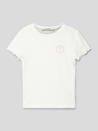 Garcia T-Shirt mit Viskose-Anteil und Label-Print Weiss 1