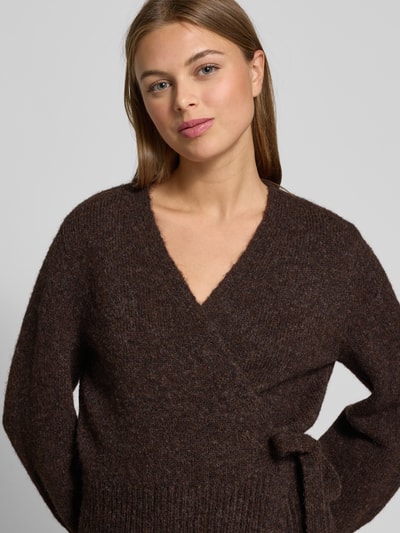 Tom Tailor Denim Regular Fit Strickjacke in Wickel-Optik  Schoko Melange 3