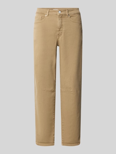 Produktfoto, beige Relaxed Fit Jeans Modell 'Melly' von OPUS PANTS, Baumwoll-Mix mit Stretch, sichtbare Eingrifftaschen und klare Nähte