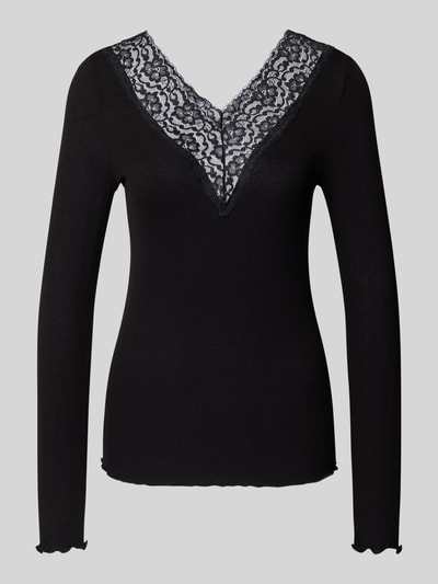 PIECES Shirt met lange mouwen en kant, model 'SIRI' Zwart - 2