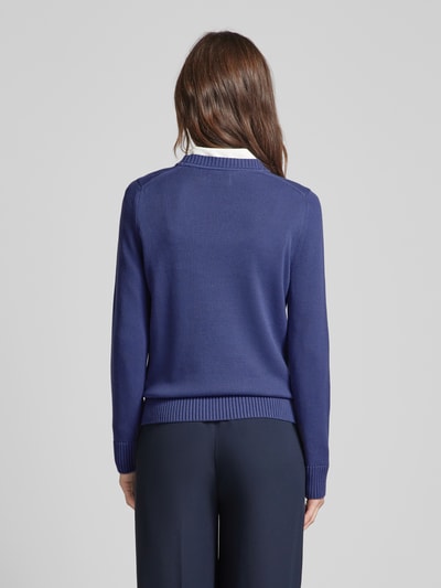 Gant Gebreide pullover met labelstitching Rookblauw gemêleerd - 5