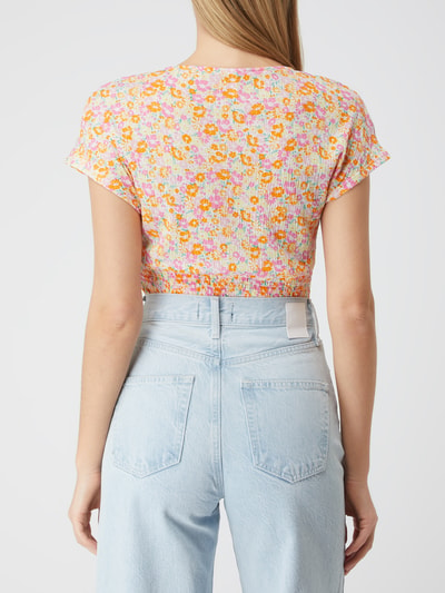 Only Kort shirt met bloemenmotief, model 'Pella' Oranje - 5