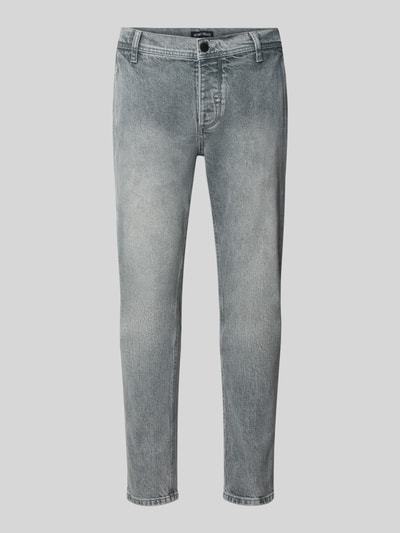 Produktfoto, szare jeansy z efektem sprania, proste nogawki, 5 kieszeni, Slim Fit, Slim Fit Jeans aus Baumwoll-Mix Modell 'RAY' von Antony Morato, Mieszanka bawełny i elastanu, zapięcie na guzik i zamek błyskawiczny, 5 kieszeni, Szerokość w rozmiarze 32: 42 cm, Długość wewnętrzna nogawki w rozmiarze 32: 73 cm