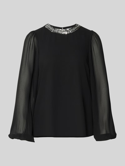 Vila Bluzka o kroju regular fit z obszyciem ozdobnymi kamieniami model ‘WILLY’ Czarny 2
